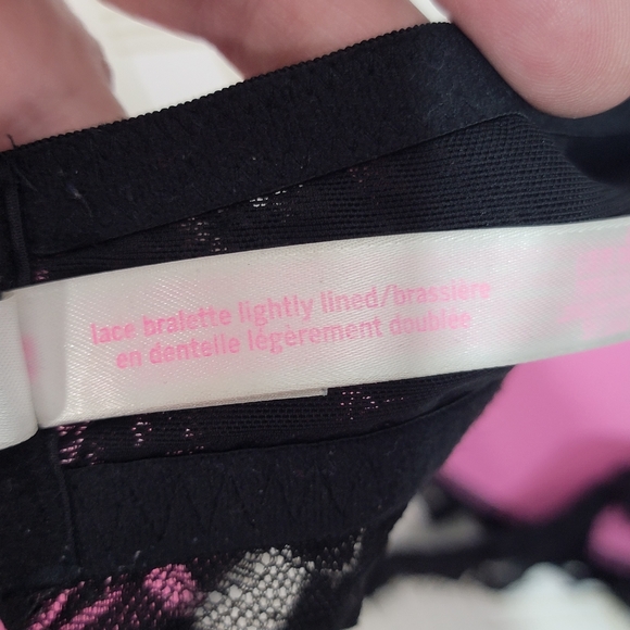 Victoria’s Secret PINK Women's Size Large Black Lace Bralette Lightly Lined Bra. - Picture 8 of 8